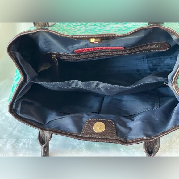 Tommy Hilfiger signature logo teal green satchel tote shoulder bag - Picture 6 of 10
